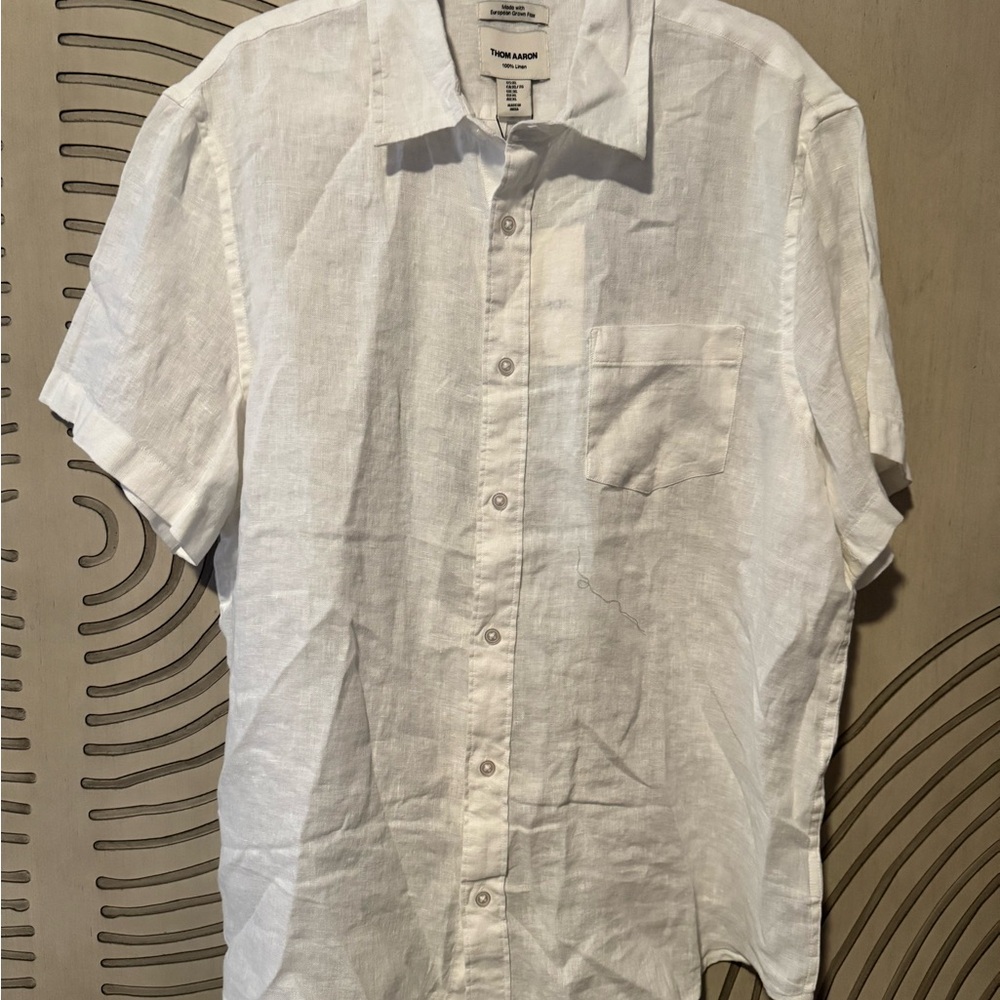 Men's White Linen Short Sleeve Shirt